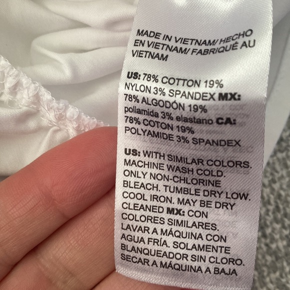 WHBM White House Black Market White Tie Front Puff Sleeve Blouse Size 0 - Picture 5 of 5